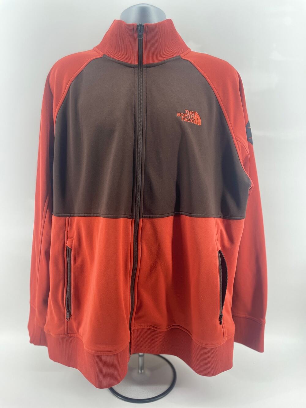 The North Face Full Zip Jacket Men’s 2XL Stand-Up Collar Autumn Rust/Black Logo